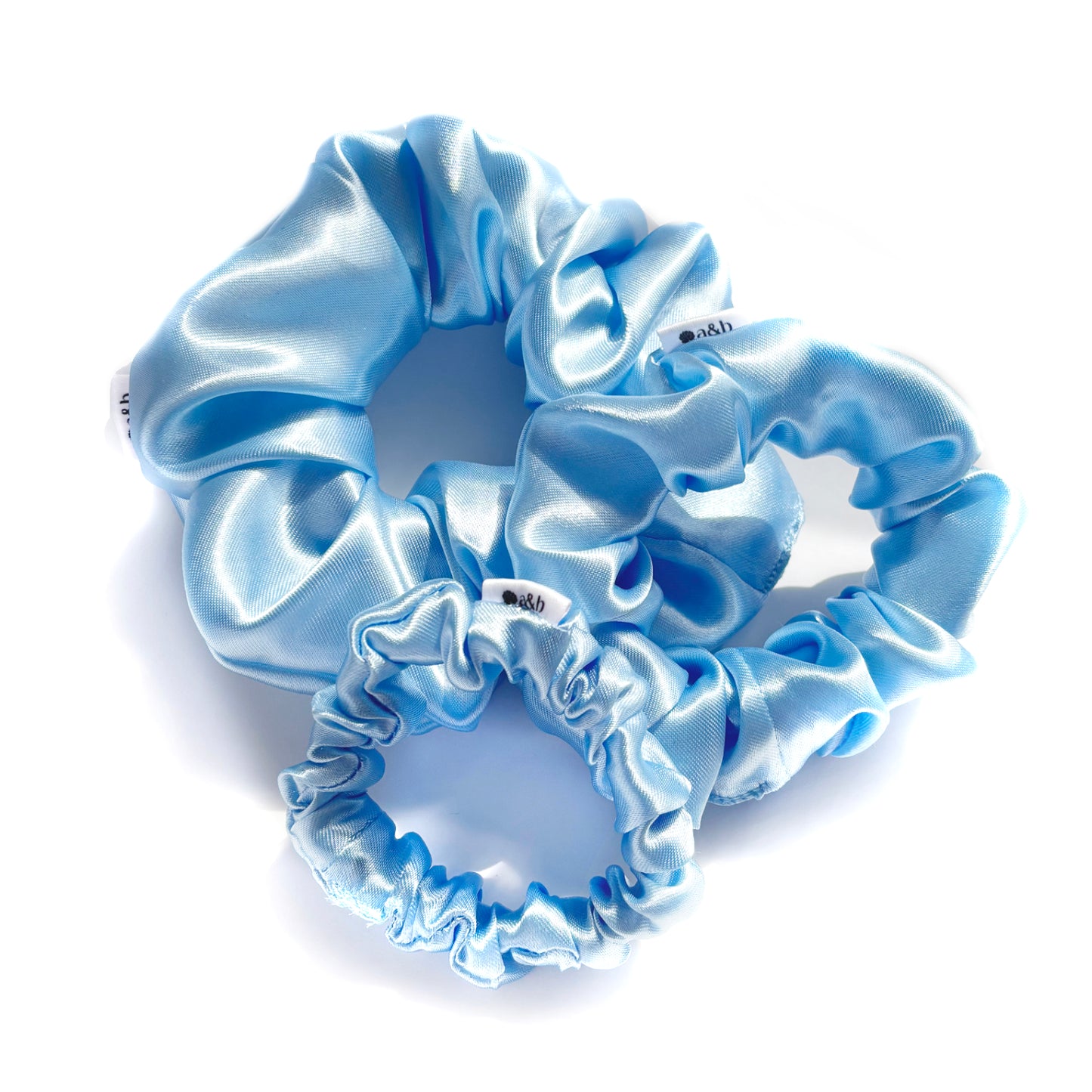 Ice Blue Satin Scrunchie Set (Imperfect Batch)