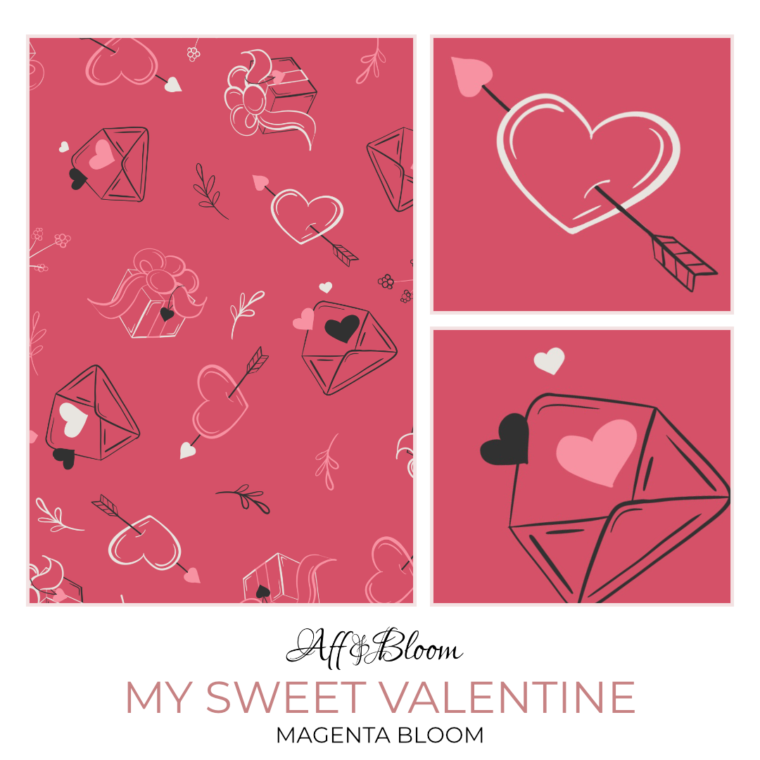 My Sweet Valentine - Magenta Bloom - Surface Design