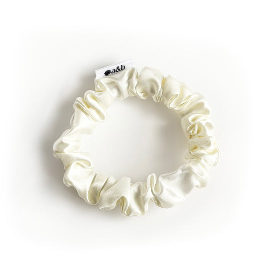 Off White Satin Scrunchie