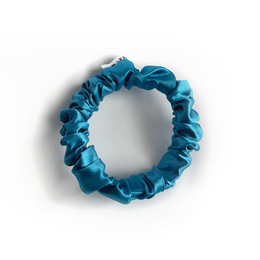 Turquoise Satin Scrunchie