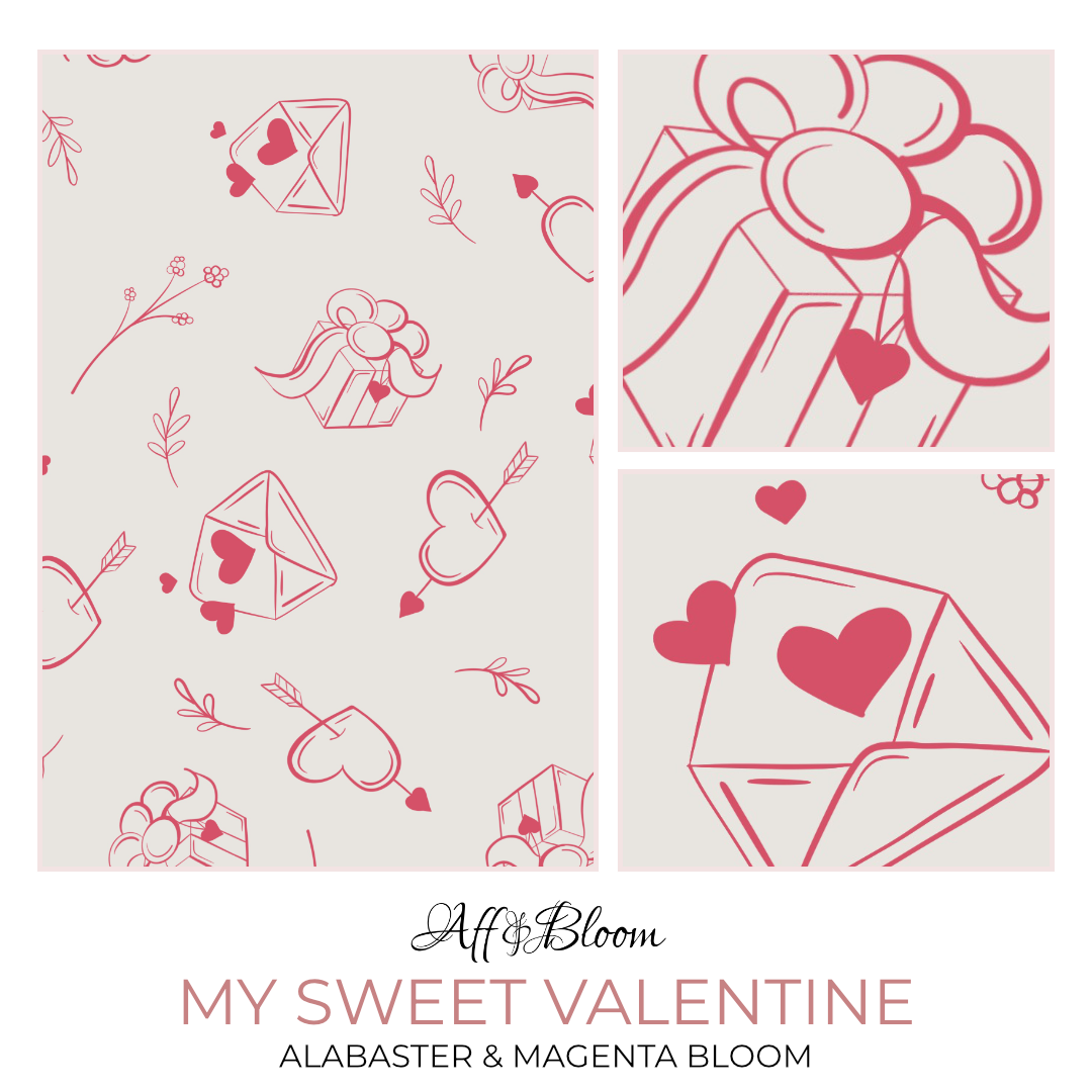 My Sweet Valentine - Alabaster & Magenta Bloom - Surface Design