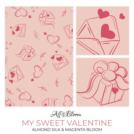 My Sweet Valentine - Almond Silk & Magenta Bloom - Surface Design