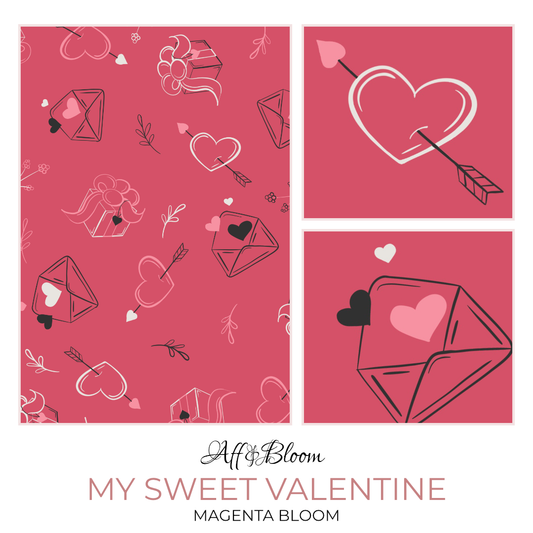 My Sweet Valentine - Magenta Bloom - Surface Design