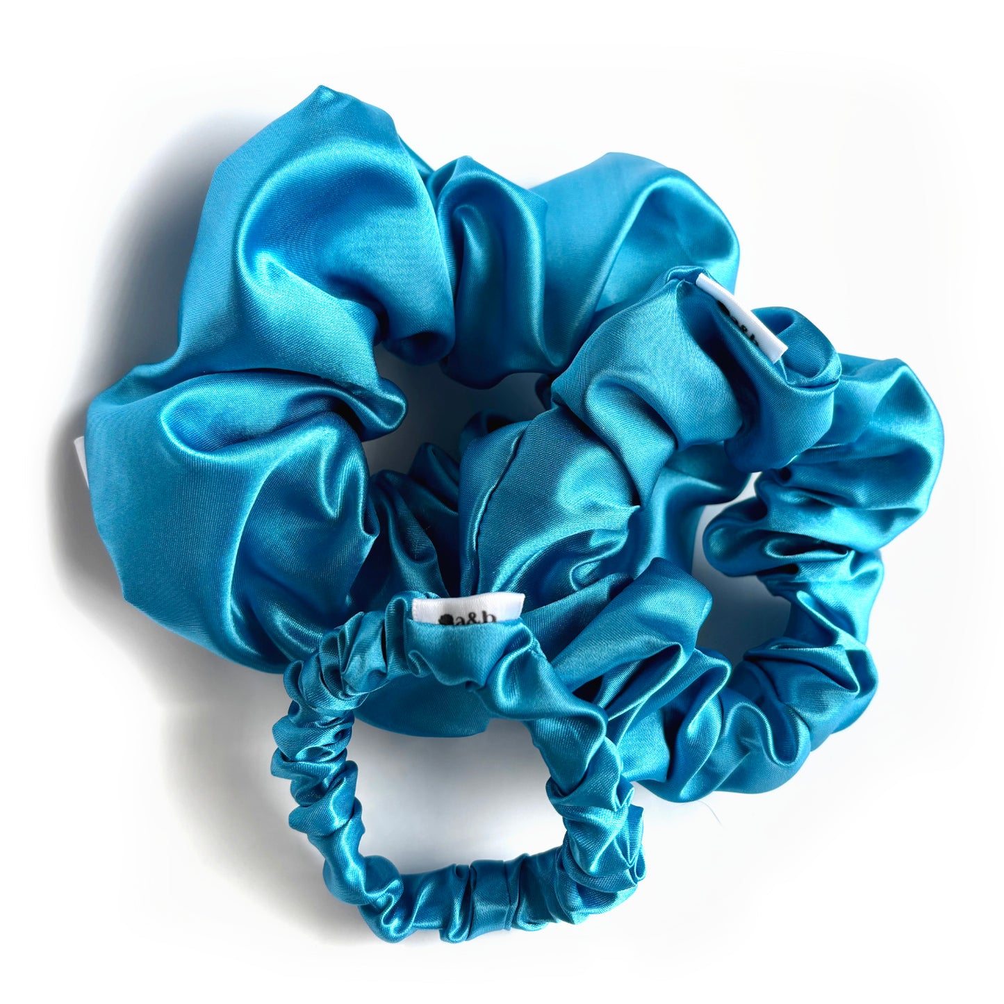 Turquoise Satin Scrunchie