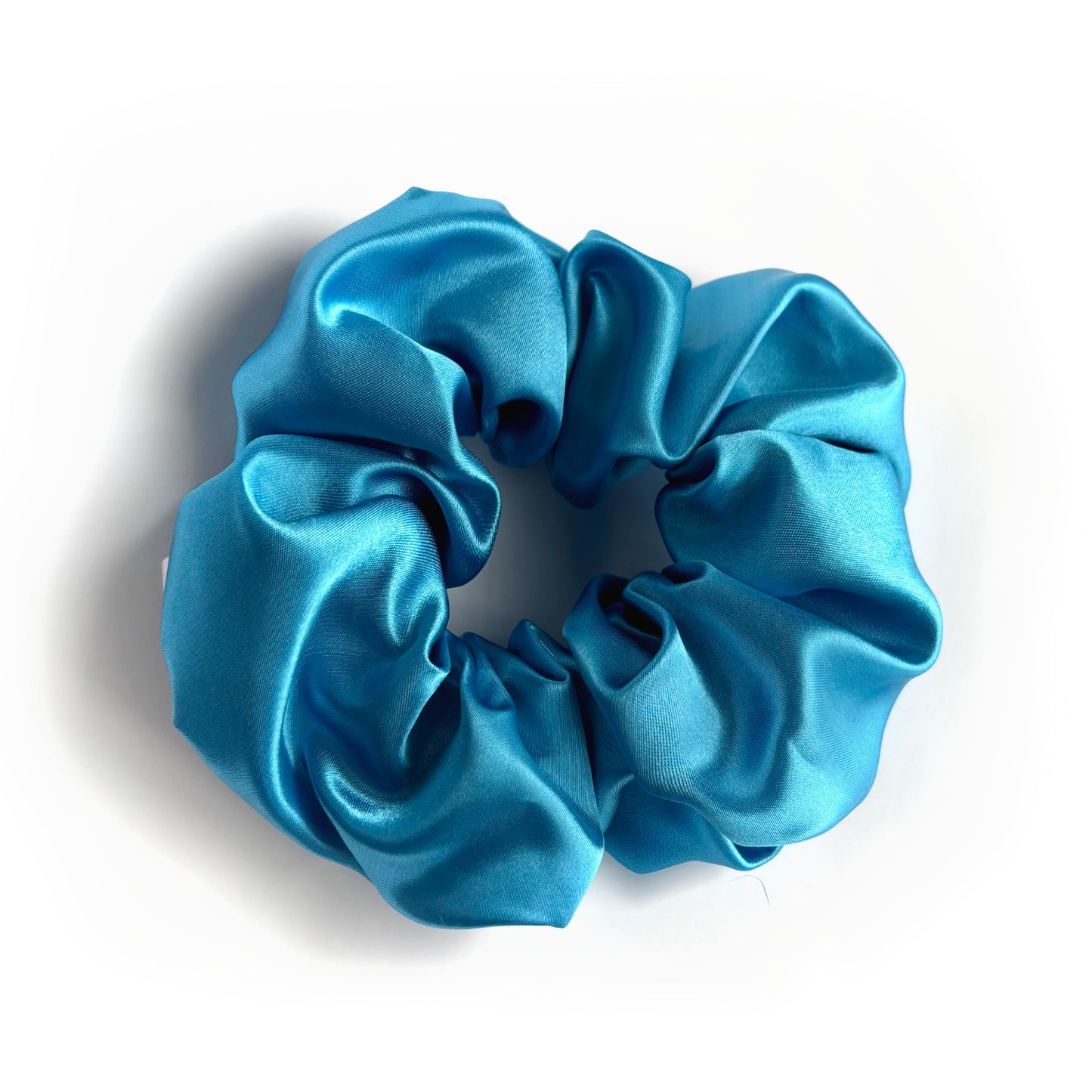 Turquoise Satin Scrunchie